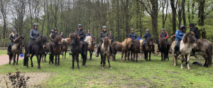 Midgardleden met hun IJslanders tijdens de Paasrit; Boshuis Drie.  Foto: Birgit Stins